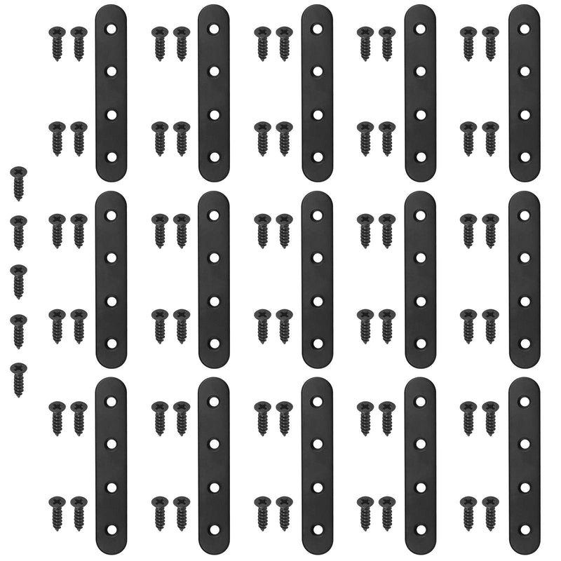 Hilitchi Straight Bracket Stainless Steel Black Straight Corner Braces Straight Flat Brace Mending Repair Flat Plates with Screw (100mm, 15 Pack) 100MM - NewNest Australia