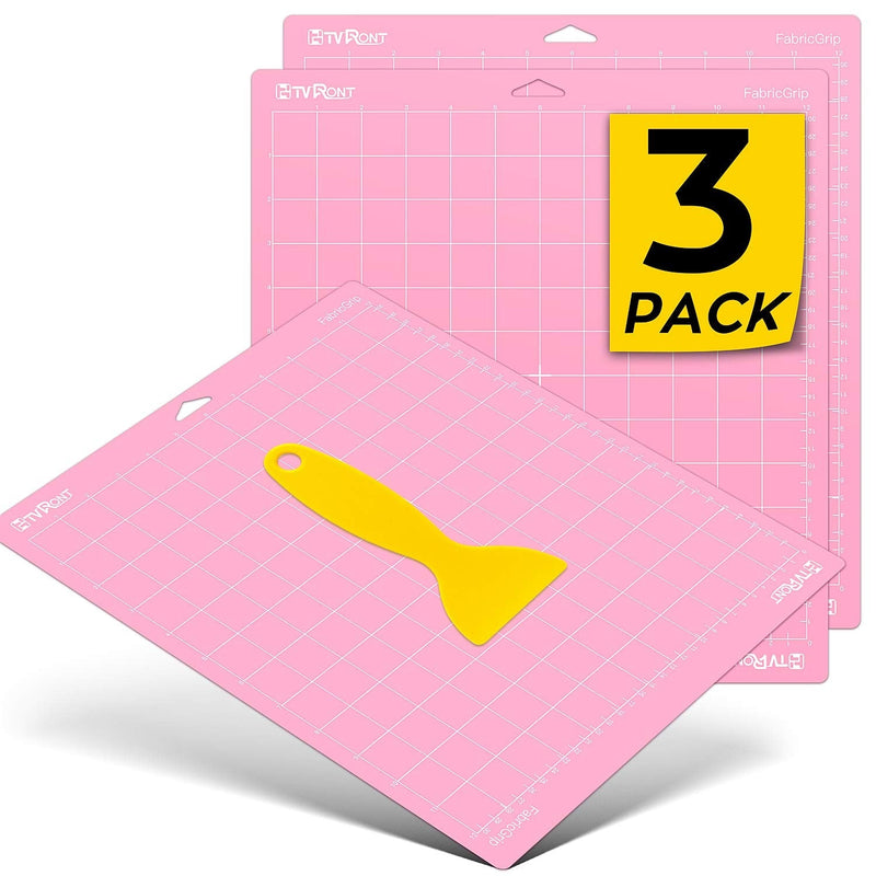 HTVRONT Fabric Grip Cutting Mat for Cricut, 3 Pack Cutting Mat 12x12 for Cricut Explore Air 2/Air/One/Maker，Fabric Adhesive Sticky Quilting Cutting Mats Replacement Accessories for Cricut FabricGrip Pink for cricut 12*12 3pack - NewNest Australia