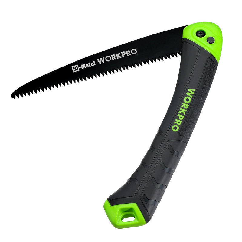 WORKPRO Folding Saw, Small Hand Pruning Saw with 7 Inch Blade - Portable Camping Saw with Triple Cut Teeth for Trees Trimming Branches Cutting Gardening Hunting, Push Button Lock - NewNest Australia