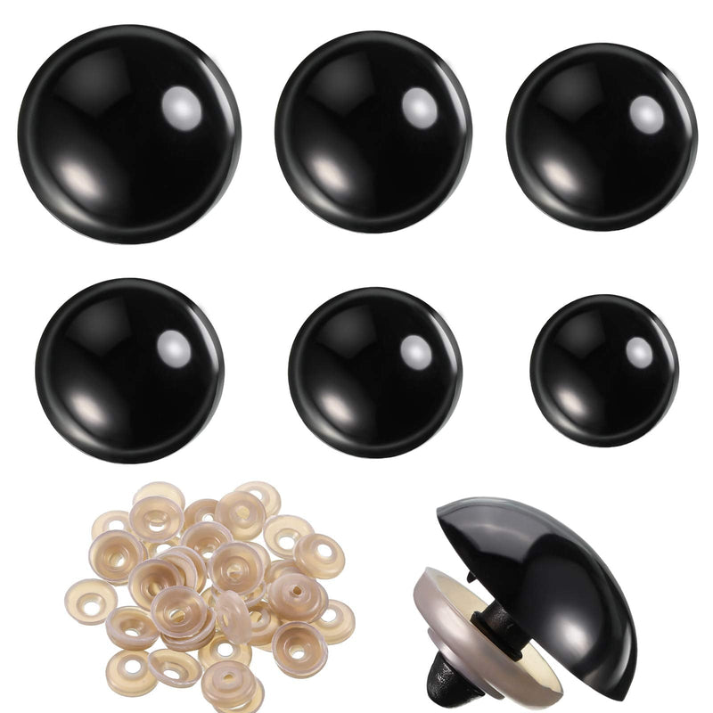 56 Pieces 16-30 mm Large Safety Eyes for Amigurumi Big Stuffed Animal Eyes Plastic Craft Crochet Eyes for DIY of Puppet, Bear, Toy Doll Making Supplies, 6 Sizes (Black) Black - NewNest Australia