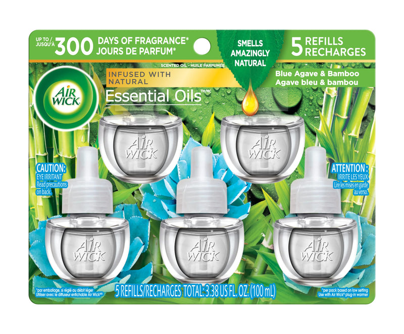 Air Wick Plug in Scented Oil Refill Freshener Essential Oils, Blue Agave and Bamboo, 5 Count - NewNest Australia
