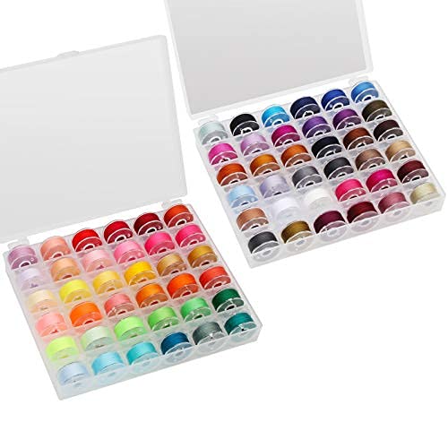 WIWAPLEX 72 Pcs Prewound Bobbins Sewing Threads Standard Size and Assorted Colors Thread Bobbins with Bobbin Case for Brother/Babylock/Janome/Elna/Singer Embroidery Machine (72 Colors) 72 Prewound bobbins - NewNest Australia