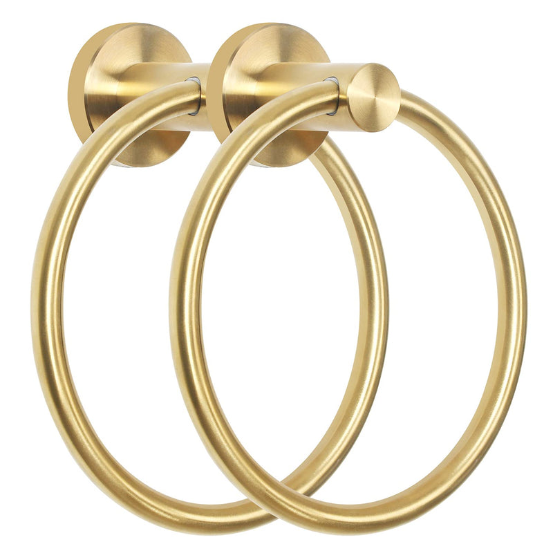 HouseAid Stainless Steel Towel Ring for Bathroom Hand Towel Holder Modern Circle Towel Hanger Round Towel Rack Wall Mounted Brushed Gold (2Pack) Brushed Gold (2 Pack) - NewNest Australia