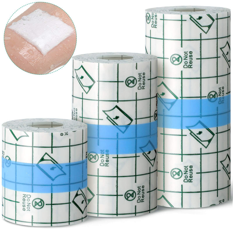 3 Pieces Transparent Stretch Adhesive Bandage Waterproof Bandage Clear Adhesive Film Bandages Dressing Tape, 2 inch x 5.47 Yard, 3 inch x 5.47 Yard, 4 inch x 5.47 Yard - NewNest Australia