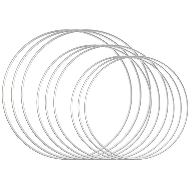 Sntieecr 9 PCS 3 Sizes Metal Floral Hoop Wreath Macrame Silver Hoop Rings for DIY Floral Macrame Hoop, Wedding Wreath Decor, Dream Catcher and Macrame Wall Hanging Crafts (6 / 8 / 10 inch) - NewNest Australia
