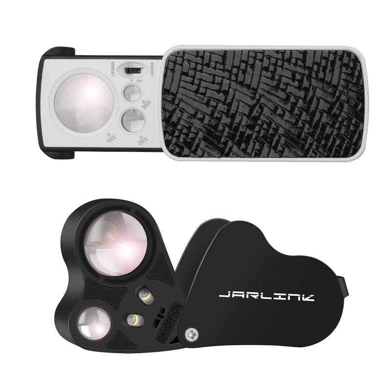JARLINK 2 Pack Jewelry Loupes, 30X 60X Illuminated Loupe Magnifier and Foldable Jewelry Magnifier with Bright LED Light for Gems, Jewelry, Coins, Stamps, etc (Black) Black - NewNest Australia