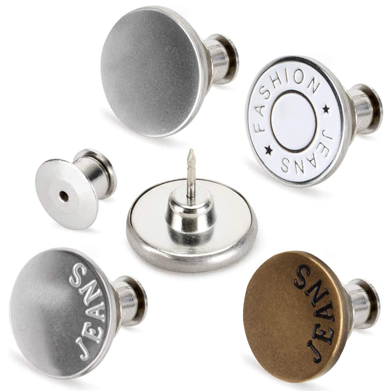 TOOVREN Upgraded 8 Sets Button Pins for Jeans Pants, No Sew Perfect Fit Jean Button Tightener Replacement Adjustable Reusable Metal Clips Snap Tack, Instant Reduce Too Big Pants Waist 8#A - NewNest Australia