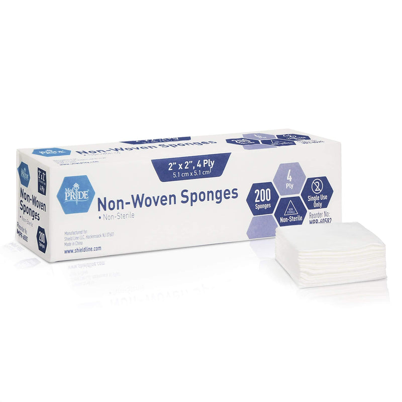 Medpride Surgical Sponges 2'' x 2'' 200 Pack - Gauze Pads Non sterile - First Aid Wound Care Dressing Sponge – Νοn-Woven Medical, Non-Adherent Mesh Bandages – Absorbent for Injuries – 4 Ply 2x2 Inch (Pack of 200) - NewNest Australia