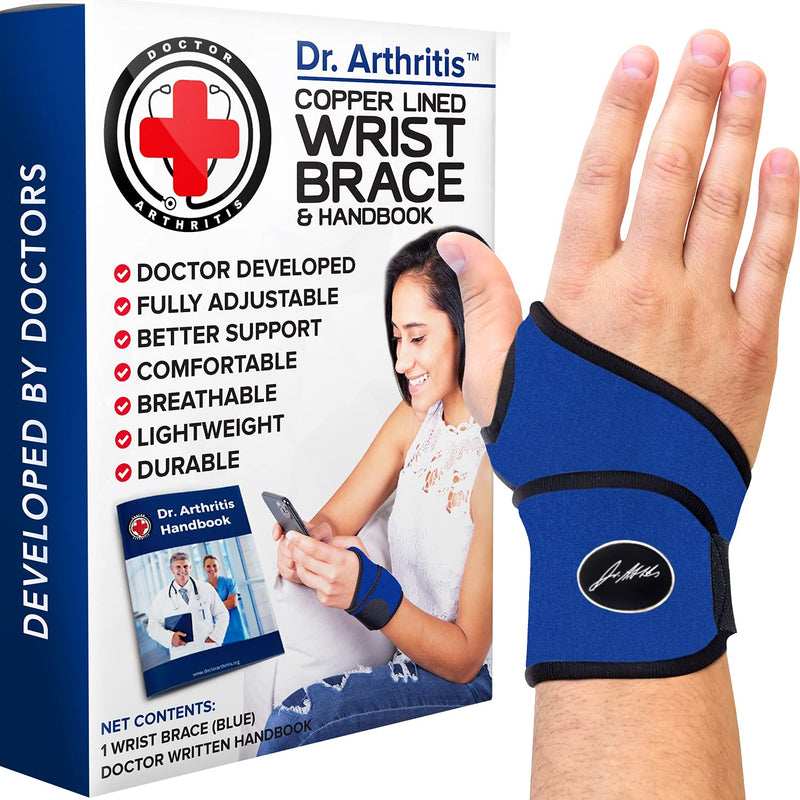 Doctor Developed Comfy,Lightweight,Wrist Support-Strap-Brace-Hand Support, Perfect fit for both Right and Left Hand, for Men and Women by Dr Arthritis - Single (Blue) Blue - NewNest Australia