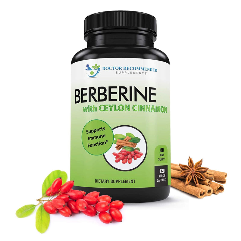 Berberine with Ceylon Cinnamon - 1200mg Berberine & 100mg Organic Ceylon Cinnamon - 120 Veggie Capsules, Healthy Immune System Cardiovascular Heart & Gastrointestinal Wellness 120 Count (Pack of 1) - NewNest Australia