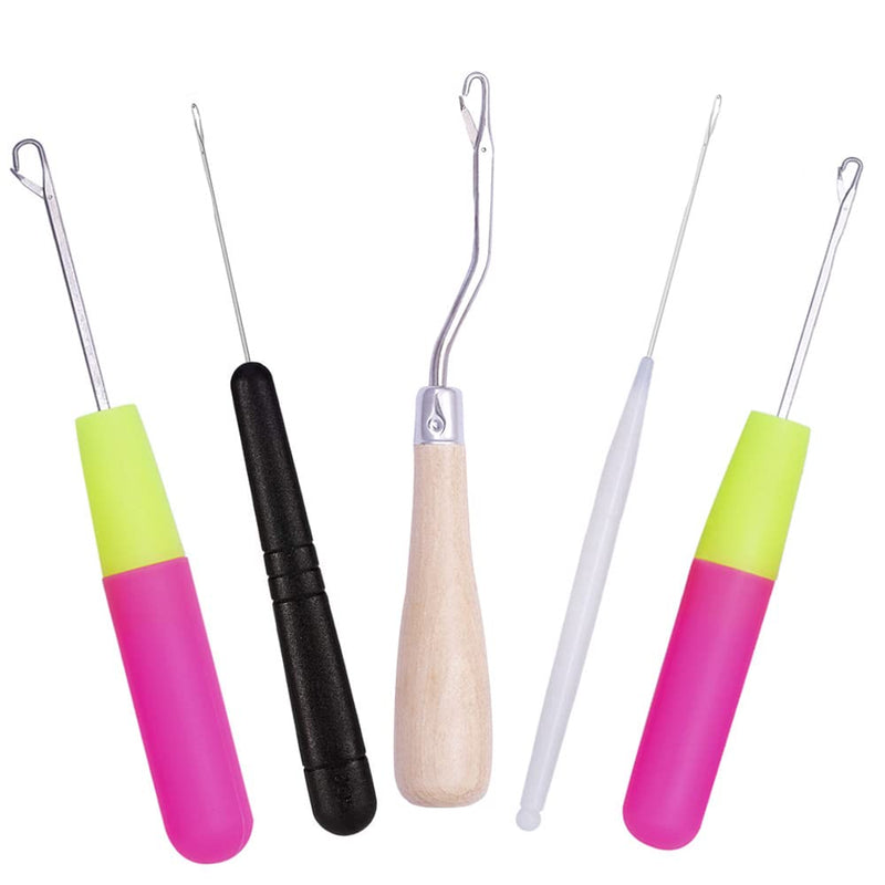 ForSewian 5 Pieces Bent Latch Hook Crochet, Wooden & Plastic Needle Hooks for Carpet Making, Wig Designing and Other Craft - NewNest Australia