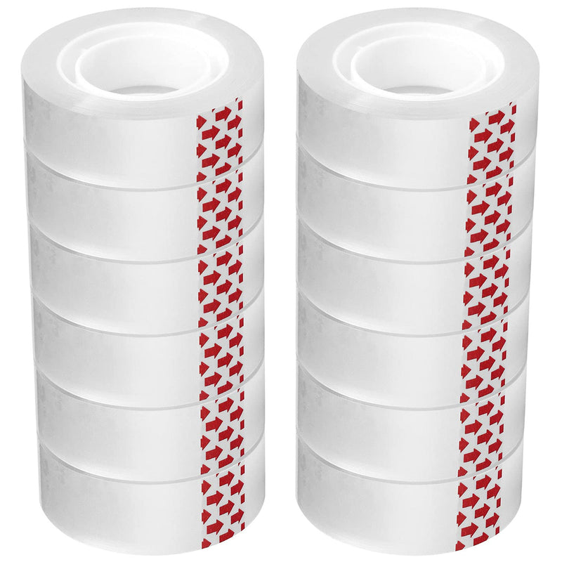 Pckpgon Transparent Tape Refills, 12 Rolls, 3/4 x 1000 Inches, 1 inch Core, Clear Desk Refillable Tape Dispenser Refill Rolls, Glossy Gift Wrapping Tape, Engineered for Home Office School Use - NewNest Australia