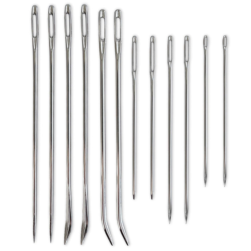 Upholstery Repair Kit - Includes 12 Heavy Duty Hand Sewing Needles (Silver-12pcs) Silver-12pcs - NewNest Australia
