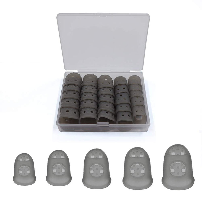 5 Sizes Guitar Fingertip Protector With Compact Box, Premium Silicone Guitar Finger Guards, Non-Slip Breathable Fingertip Protection Covers Caps for Guitar, Sewing, String Instruments (Grey) Grey - NewNest Australia