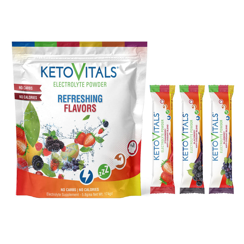 Keto Vitals Berry Antioxidant Electrolyte Powder Stick Packs | Keto Friendly Electrolytes Travel Packets | Variety Individual Packets | Energy Drink Mix | Zero Calorie | Zero Carb (Berry Assorted, 30) Berry Assorted 30 Count (Pack of 1) - NewNest Australia