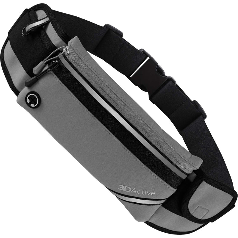 3DActive Running Belt PLUS Waist Pack, Water Resistant Runners Belt, Workout Fanny Pack, Lightweight, All-in-One Reflective Running Pouch for Exercise, iPhone, Android and Accessories (Gray) Gray - NewNest Australia