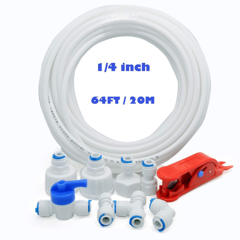 1/4"OD Straight Quick to 3/4"/ 1/2"/ 1/4" Female Connect Push in to Connect Water Tube Fitting 9pcs+1/4 inch RO Water White Tubing, 20M(64FT) - NewNest Australia
