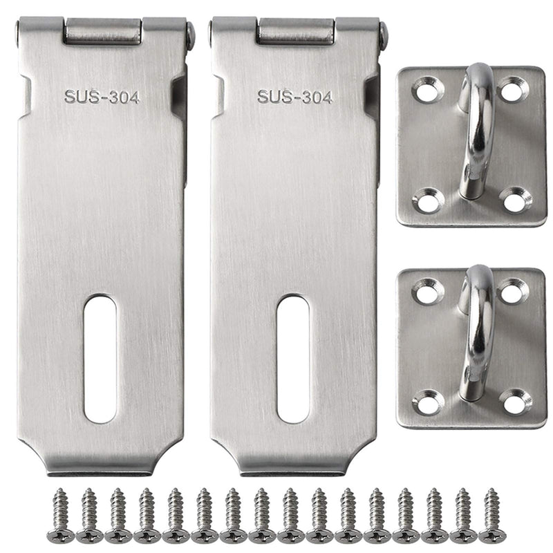 Alise 2Pcs Padlock Hasp Door Clasp Hasp Lock Latch SUS 304 Stainless Steel Brushed Nickel 5 Inch - NewNest Australia