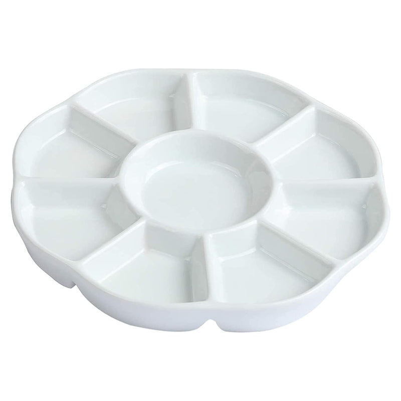 MEEDEN 9-Well Studio Porcelain Paint Palette Tray,Artist Mixing Colour Tray by 7-7/8 Inches for Watercolor Gouache Painting,Round,White - NewNest Australia