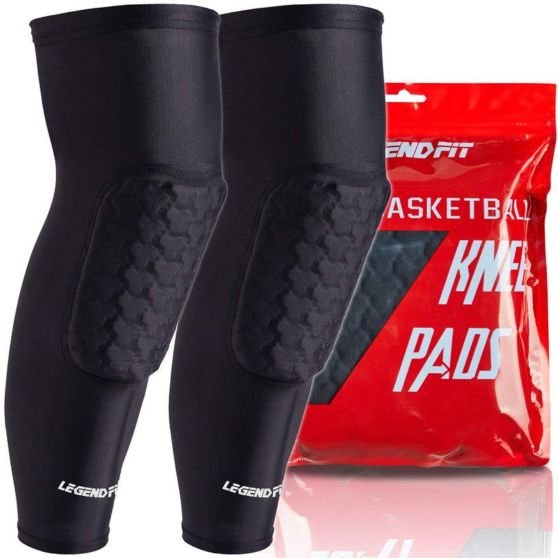 Legendfit Basketball Knee Pads for Kids Youth Adults Protective Padded Compression Long Leg Sleeves Sports Gear for Volleyball Baseball Football Wrestling 1 Pair Black X-Large - NewNest Australia