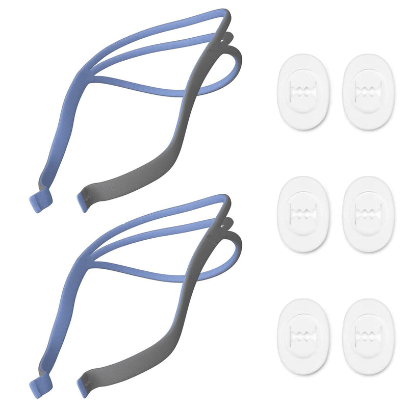 Upgraded Airfit P10 Headgear CPAP, 2-Pack Replacement Headgear Compatible with ResMed Airfit P10 Nasal Pillow CPAP Mask Straps Included 2 Elastic Straps and 6 Adjustment Clips, Blue - NewNest Australia