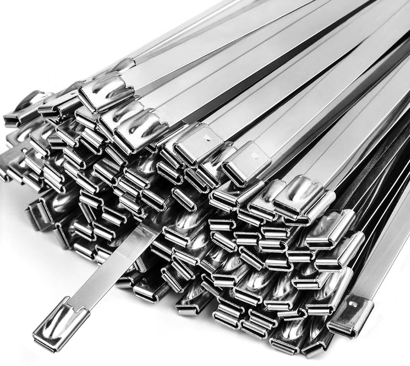 Neojao Metal Zip Ties,100 Pcs 11.8 Inch,304 Stainless Steel Zip Ties Multi-purpose Metal Cable Ties-Suitable for Outdoor Chain Link Fence and Exhaust Wrap Zip Ties - NewNest Australia