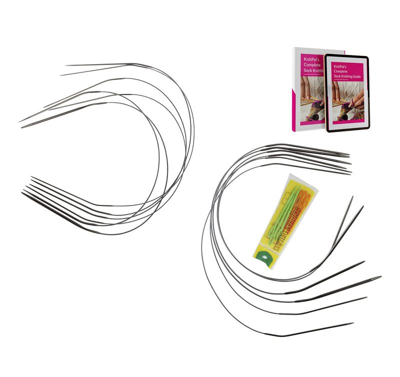 KnitPal Metal Circular Knitting Needles Set for Socks, Two Circulars Method, 12 Pcs in 6 Sizes, (Free Patterns), Ideal for Beginners & Expert Knitters, 16 Inches 2 circs of 6, 16-inch - NewNest Australia