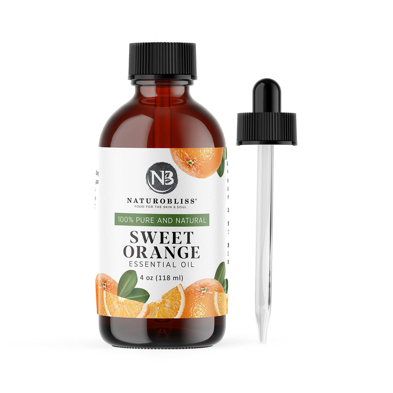 NaturoBliss 100% Pure & Natural Sweet Orange Essential Oil Therapeutic Grade Premium Quality Oil with Glass Dropper - Huge 4 fl. Oz - Perfect for Aromatherapy and Relaxation - NewNest Australia