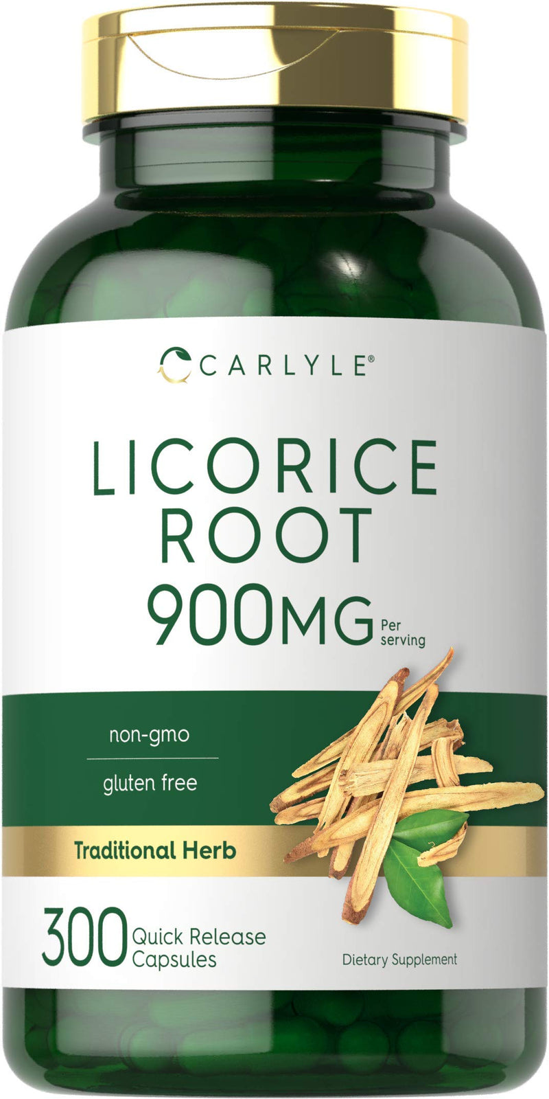 Carlyle Licorice Root Capsules 900 mg | 300 Count | Root Extract Supplement | Non-GMO, Gluten Free - NewNest Australia