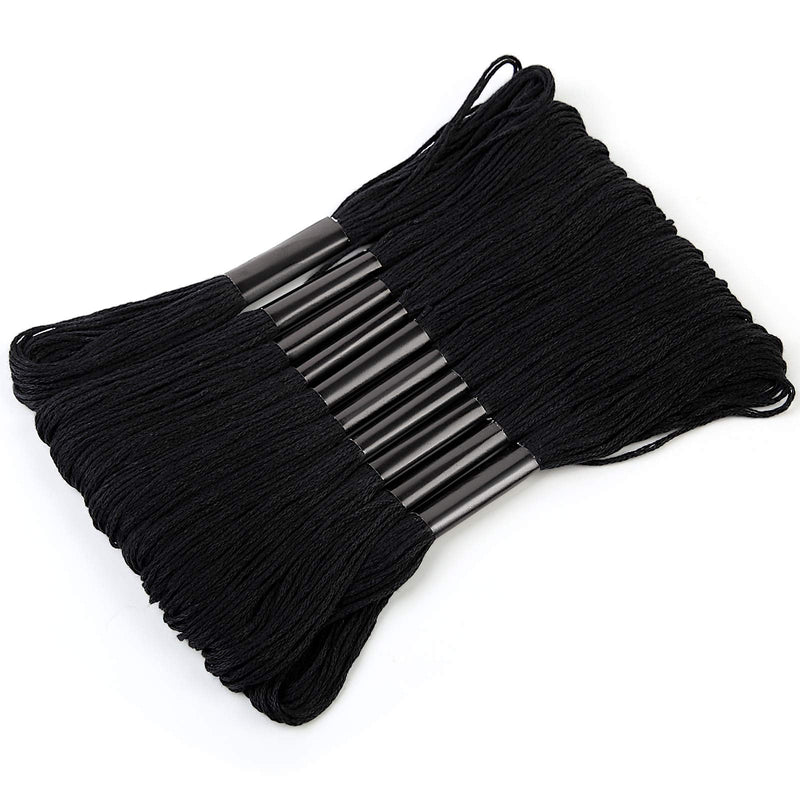 10 Skeins Cross Floss Stitch Thread, 8m Cotton Embroidery Floss-Cross Stitch Thread, Embroidery Thread Floss Set, Stitch Threads Polyester Thread Friendship Bracelets Thread Black-1 - NewNest Australia