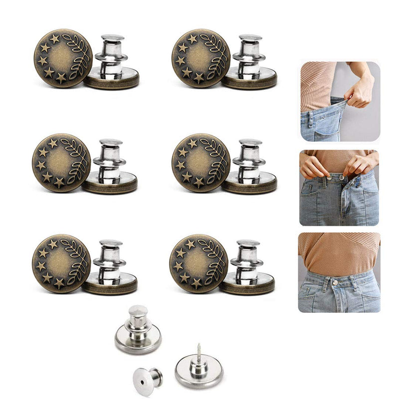 6PCS Perfect Fit Instant Button, Instant Buttons, Jean Replacement Buttons Removable Button No Sew Buttons to Extend or Reduce an Inch to Any Pants Waist in Seconds! 6PCS 6pcs-b - NewNest Australia