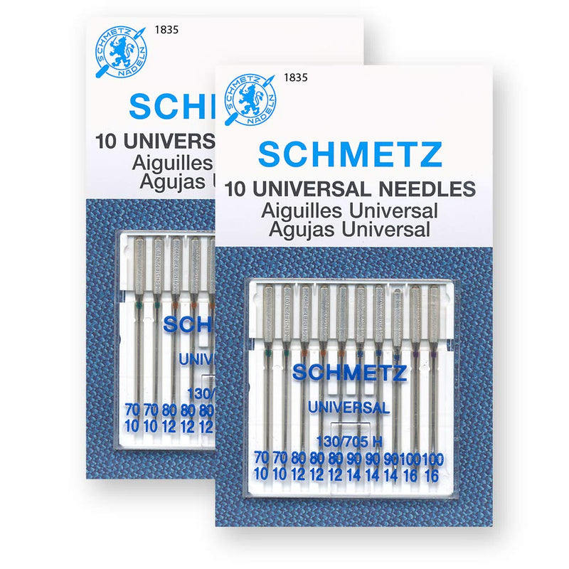 20 Schmetz Universal Sewing Machine Needles - Assorted Sizes - 2 Cards - NewNest Australia