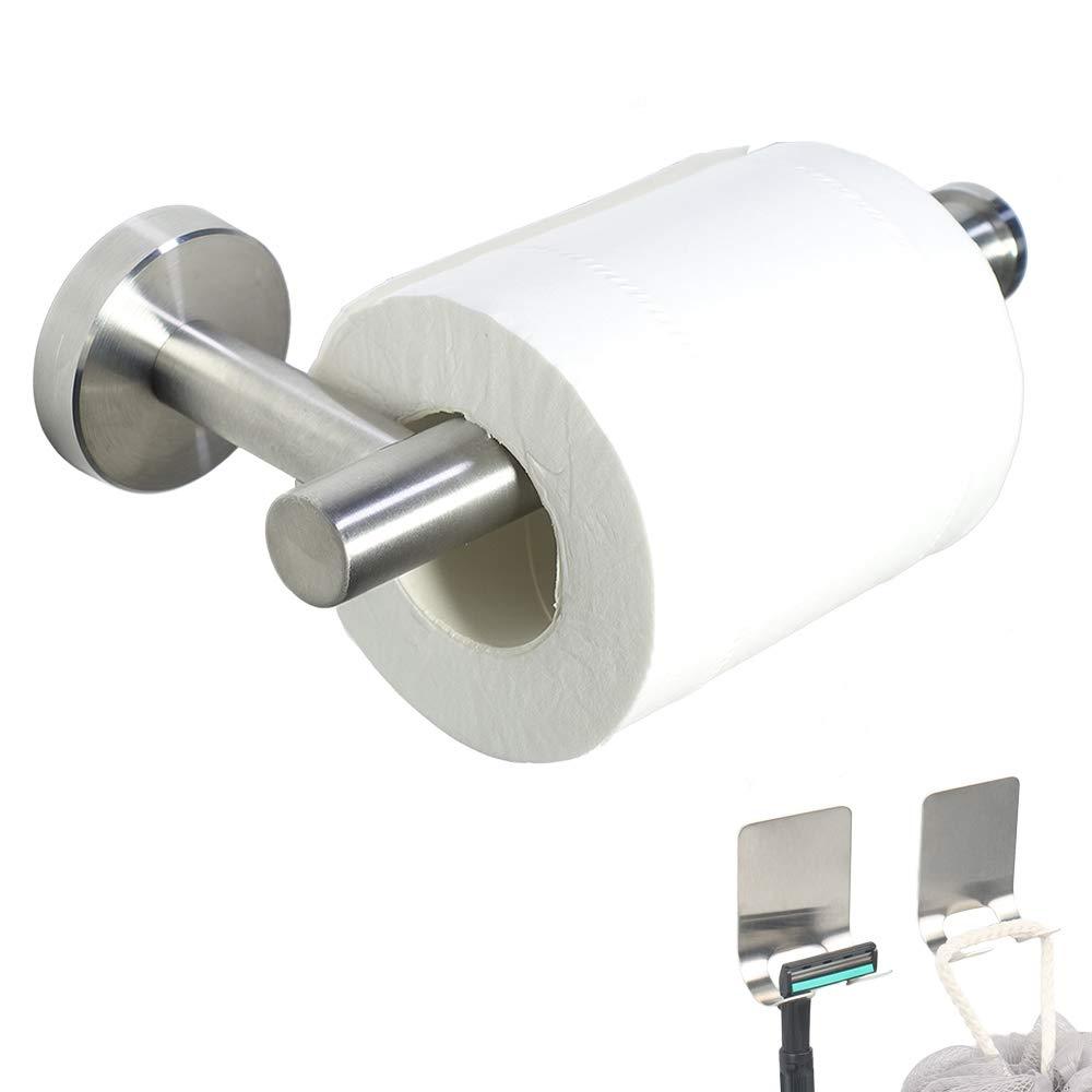 TocTen Toilet Paper Holder-Toilet Paper Roll Holder Wall Mounted for Bathroom with 2 Razor Holders, Thicken Stainless Steel Drilling Tissue Paper Dispenser for Toilet, Kitchen Office (Brushed Nickel) Brushed Nickel - NewNest Australia