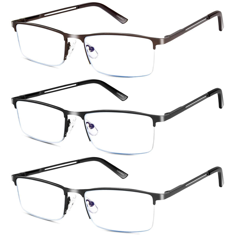 3 Pack Reading Glasses for Men, Metal Frame Blue Light Blocking Reading Glasses 3 Pack(gun/Black/Brown) 1.0 x - NewNest Australia