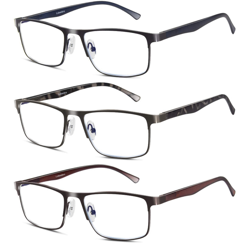 3 Pack Blue light Blocking Reading Glasses for Men, Stylish Metal Frame Readers 3 Pack Mix Color 1.0 x - NewNest Australia
