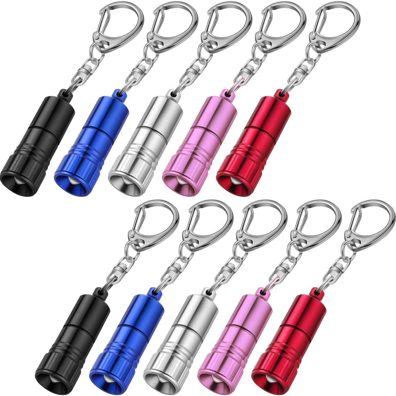 10 Pieces Mini LED Flashlight Keychain Bright LED Keychain Ring Light Torch with Hook, Batteries Included - NewNest Australia