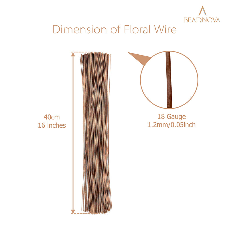 BEADNOVA Fake Flower Stems 50pcs 18 Gauge Floral Wire Stems Flower Wire for Crafts Flower Arrangement Florist DIY Bouquet (Brown, 50 Pcs) Brown - NewNest Australia