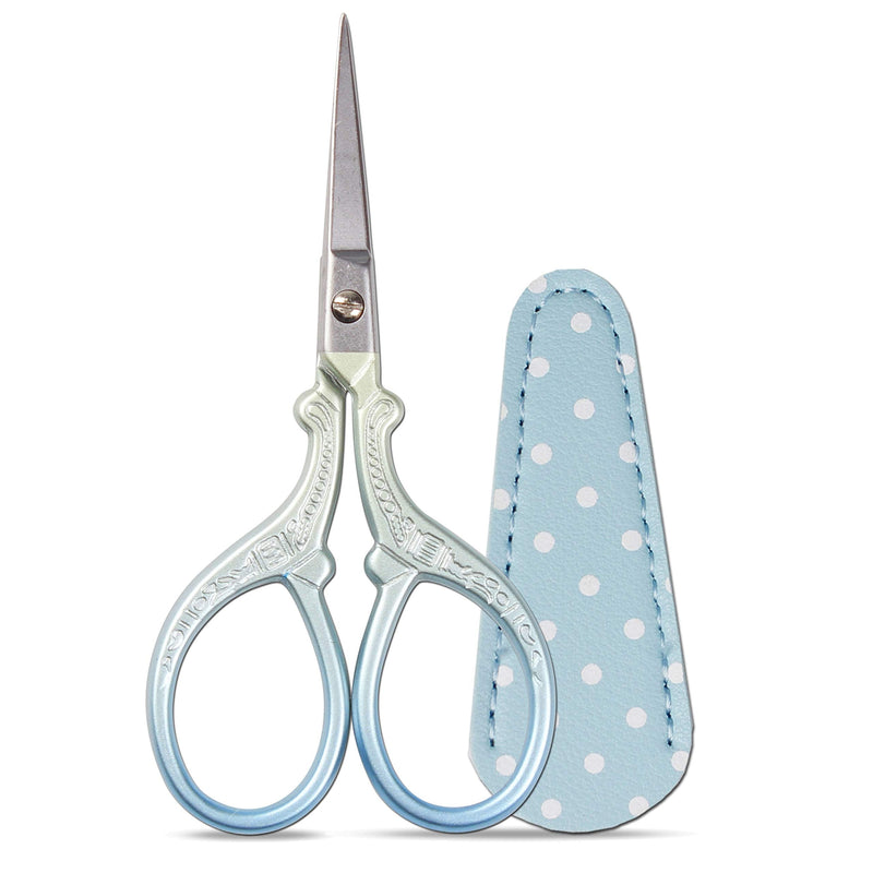 Hisuper Embroidery Scissors Set with Leather Sheaths for Sewing Crafting, Art Work, Threading, Needlework DIY Tools Dressmaker Small 3.6 inch Shears Cross Stitch Knitting Scissor Blue Green - NewNest Australia