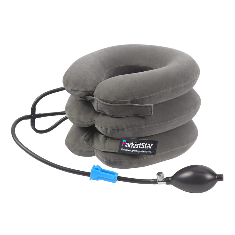 Cervical Neck Traction Device,Three Tube Quick Inflation,Relieves Neck Shoulder Pain,Effectively Corrects Bad Sitting Posture (Including Health Care Tutorial),Cervical Stent (Gray) Gray - NewNest Australia