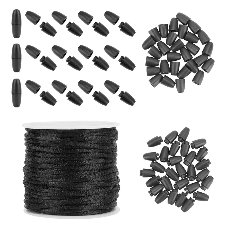 PH PandaHall Break Away Safety Clasp Buckle, 30 Set Black 24mm Plastic Barrel Connectors with 10m 2mm Nylon Braided String Cords for Necklaces Bracelets Lanyards Jewelry DIY Craft Making - NewNest Australia