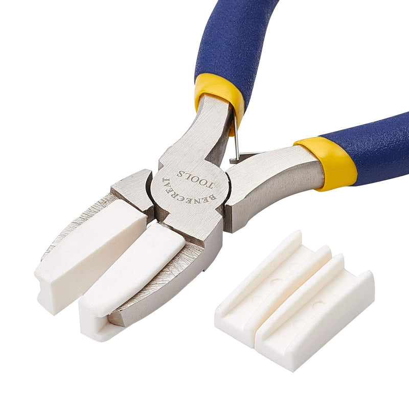 BENECREAT Double Nylon Jaw Pliers Flat Nose Pliers with Adhesive Jaws for DIY Jewelry Making Hobby Projects, Blue - NewNest Australia