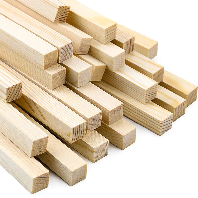 BILLIOTEAM 25 Pack Unfinished Wooden Square Dowel Rod,Hardwood Square Dowel Sticks for DIY Crafts Projects,Home Decor(1/2" x 12") - NewNest Australia