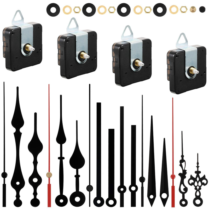 4 Pieces Quartz DIY Wall Clock Movement Mechanism Battery Operated Clock Motor Kit with 6 Sets of Hands (0.5 Inch/ 13 mm, Black, Red) 0.5 Inch/ 13 mm - NewNest Australia