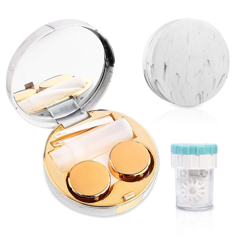 Contact Lens Travel Kit with Cleaner Washer, Portable Contact Box with Mirror Tweezers Remover Tool Solution Bottle for Daily Outdoor (Golden) Golden - NewNest Australia