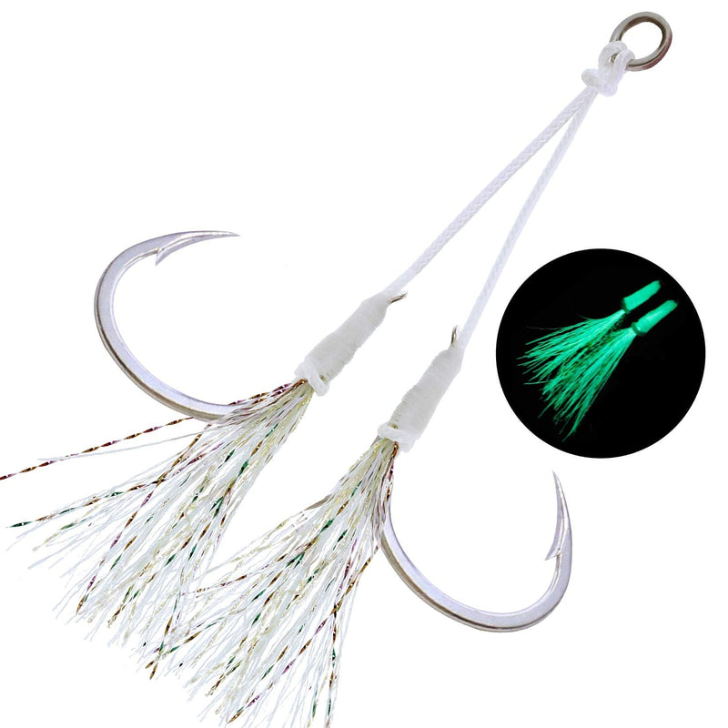OCEAN CAT Butterfly Glow Assist Fishing Hooks Jigging Jigs Slow Fast Fall Hooks Stainless Steel Circle Hooks Size 2/0 3/0 4/0 5/0 6/0 White 6/0 (5Packs) - NewNest Australia