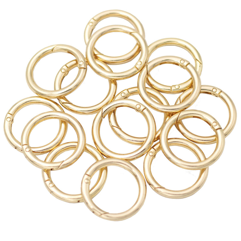 JWBIZ 15pcs Trigger Spring O Rings Round Carabiner Clip Snap for Keyrings Buckle, Bags,Purses (Gold, 1 inch) Gold - NewNest Australia