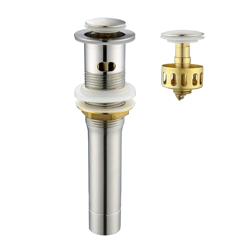 Pop up Sink Drain Stopper for Bathroom Vessel Vanity Sink Art Basin Brushed Nickel,Small Cap with Overflow, Metal Pop up Drain Strainer with Detachable Basket Stopper - NewNest Australia