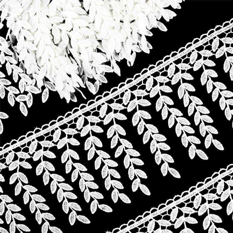 White Lace Trim with Tassel, Sewing Fringe Tassel Trim, Crafts Decorative Trim, 5 Yards (White, Leaf Fringe) White, Leaf Fringe - NewNest Australia