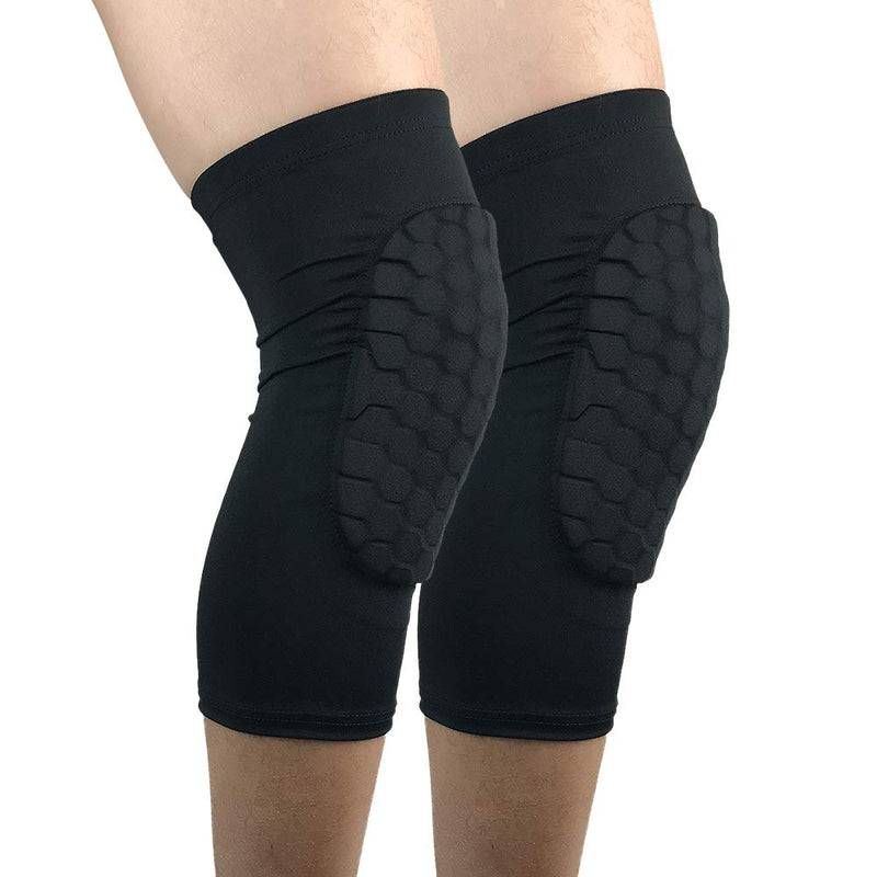 ESGTON Knee Pads EVA Padded Crashproof Leg Sleeve Compression Knee Braces (1 Pair), Youth & Adult - Basketball Volleyball Football-Black Black Medium - NewNest Australia