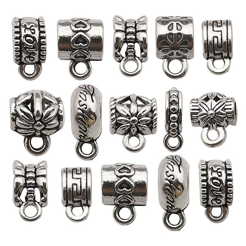 100 pcs Clasp Bail Beads Charms ,Bail Tube Beads, Loose Spacer Bead ,Bead Hanger Charm for Jewelry Making DIY Necklace Bracelet (M611) M611 - NewNest Australia